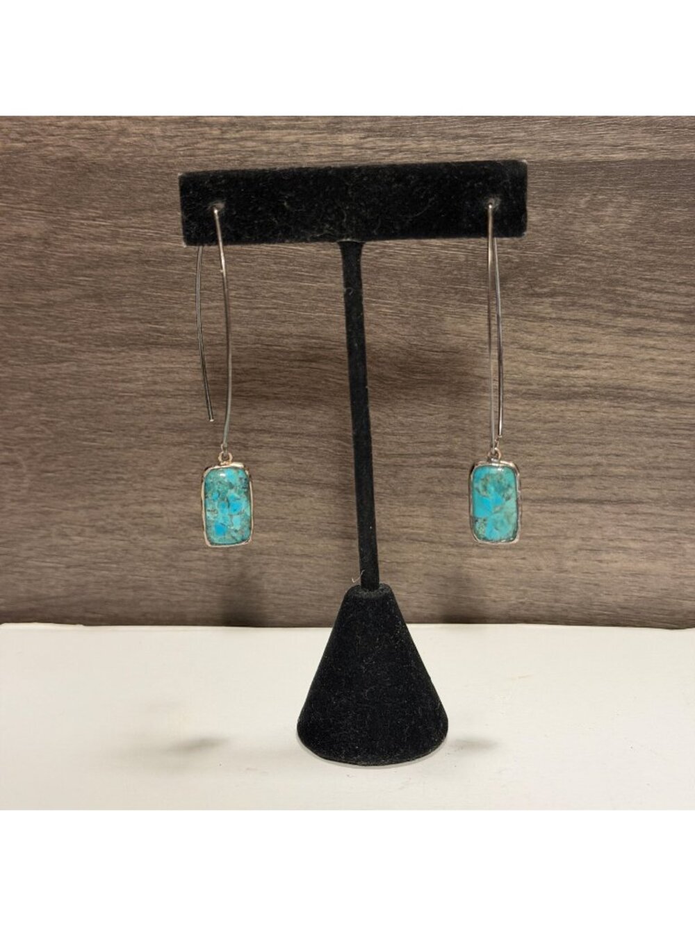 Silpada Oasis Compressed Turquoise 925 Sterling Threader Drop Pierced Earrings